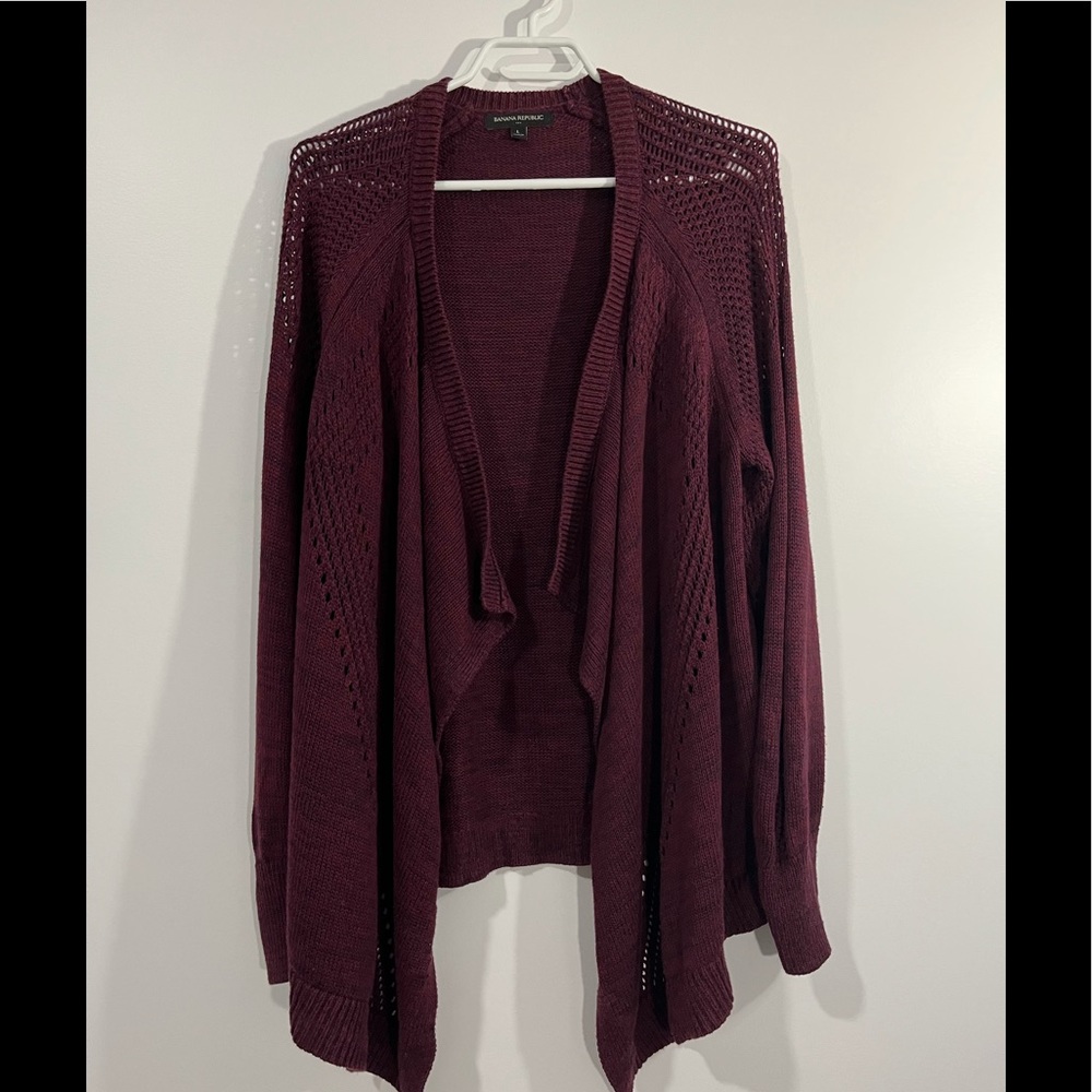 Banana Republic Burgundy Open-Front Cardigan